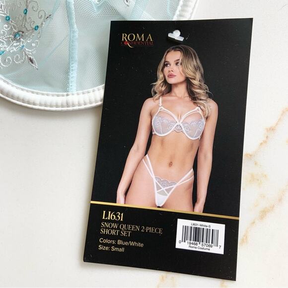 Roma Confidential Snow Queen Snowflake Metallic Sequin Bra Size Small NEW - Picture 14 of 16